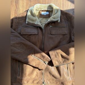 Calvin Klein Brown Suede-Look Shearling Jacket